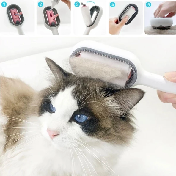 BUFFER® Su Hazneli Kedi ve Köpek Tüyü Toplamama Fırçası Su Hazneli Pet Tarağı - 3