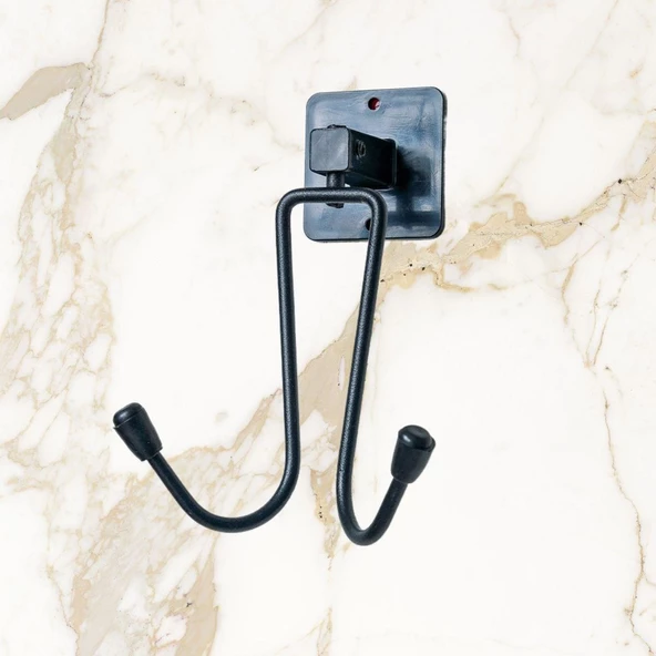 BUFFER® Kendiliğinden Yapışkanlı Siyah Paslanmaz Metal Bornoz ve Havlu Askılığı - 4