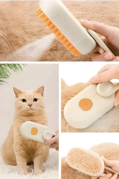 BUFFER®  Saplı Su Püskürtmeli Kedi Köpek Fırçası Masaj Etkili Tüy Toplama Tarağı - 8