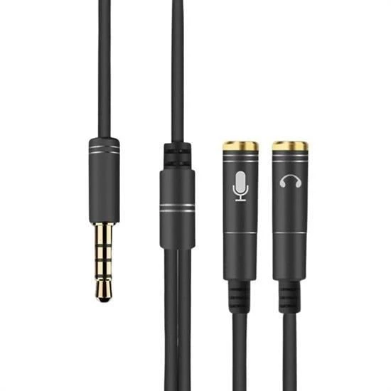 BUFFER® 1 Erkek 2 Dişi 35 mm Kulaklık ve Mikrofon Ayırıcı Çoklayıcı  Aux Kablo - 3