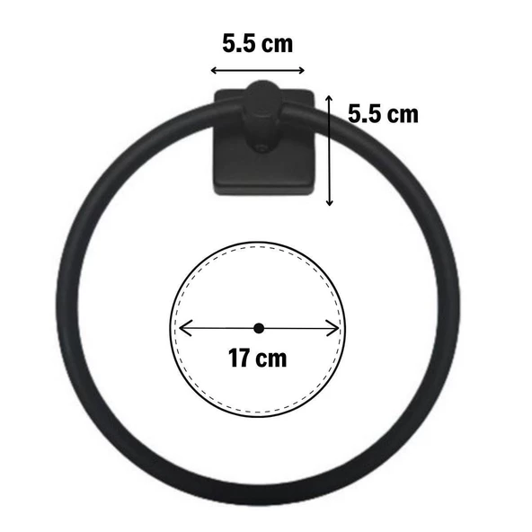 BUFFER® Kendiliğinden Yapışkanlı Siyah Paslanmaz Metal Yuvarlak Havluluk - 5