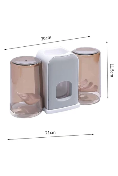 BUFFER® Montaj Gerektirmeyen Fayansa,Duvara Yapışabilen 2 Kupalı Steril Otomatik Diş Macunluk - 9