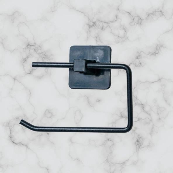 BUFFER® Kendiliğinden Yapışkanlı Siyah Paslanmaz Metal Kapaksız Tuvalet Kağıtlığı Aparatı - 2