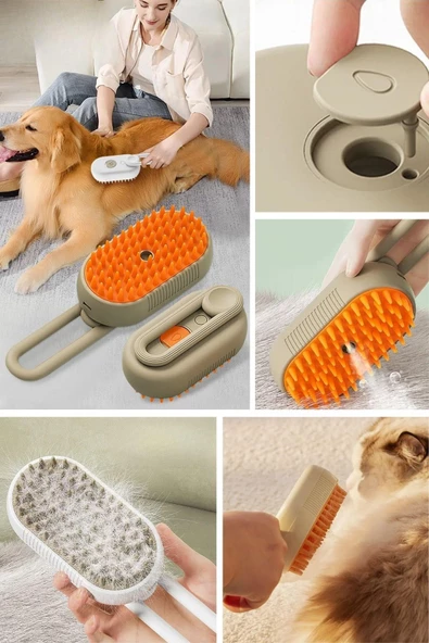 BUFFER®  Saplı Su Püskürtmeli Kedi Köpek Fırçası Masaj Etkili Tüy Toplama Tarağı - 7