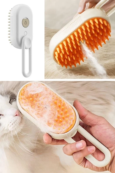 BUFFER®  Saplı Su Püskürtmeli Kedi Köpek Fırçası Masaj Etkili Tüy Toplama Tarağı - 6