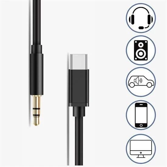 BUFFER®  Type C Android ve  35 mm Kulaklık Girişli Ses Dönüştürücü Aux  Kablo - 5