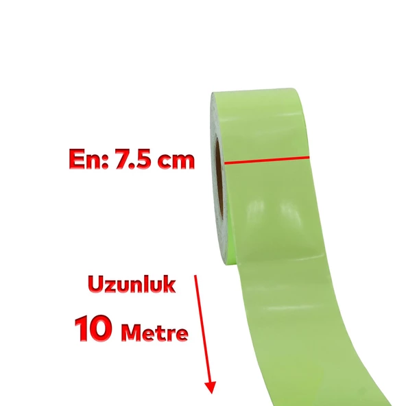 Fotolümen Gece Parlayan 7.5 cm Yeşil Reflektörlü Fosforlu Reflektif Düz Şerit Bant 10 Mt İkaz Bandı - 2