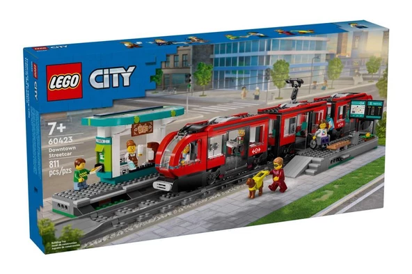 LEGO City 60423 Downtown Streetcar and Station ürün görseli 1