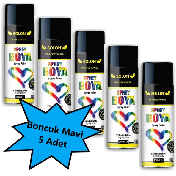 5 Adet Boncuk Mavi Sprey Boya 200 Ml