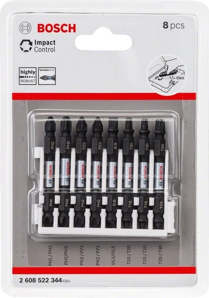 Bosch - Impact Control Serisi Çift Taraflı Vidalama Ucu 8'li Set *65MM - 4