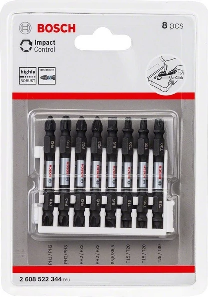 Bosch - Impact Control Serisi Çift Taraflı Vidalama Ucu 8'li Set *65MM - 2