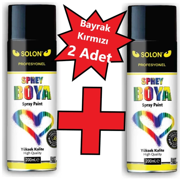 2 Adet Bayrak Kırmızı Sprey Boya 200 ml.