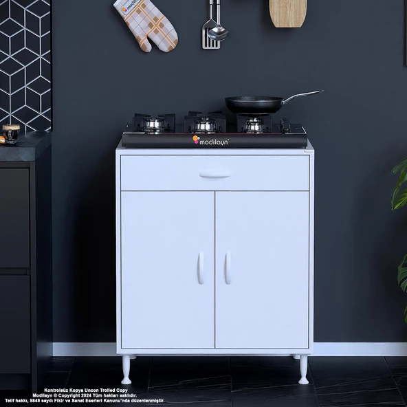 Modilayn BİRCE XL-70 x 87 x 48 cm Kapaklı Set Ocak Altı Çok Amaçlı Mutfak & Banyo Dolabı - 4