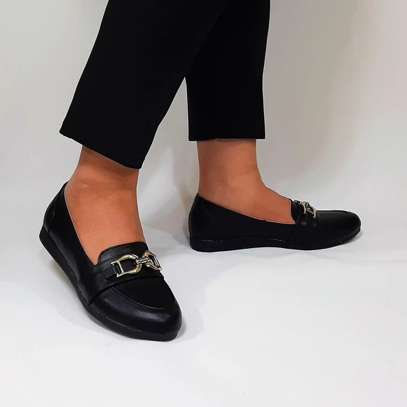 Fiyra sdf612 Tokalı Fiyonk Siyah Kaymaz Bayan Babet - 3