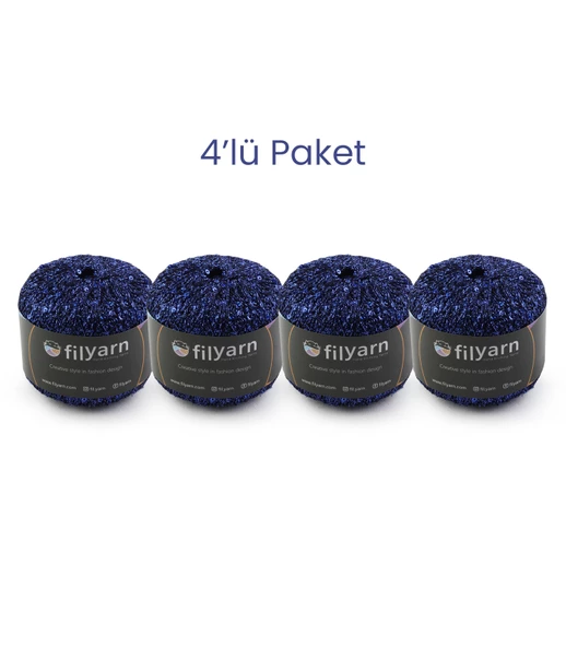 Galaxy 4'lü Simli Pullu Örgü İpi Seti Amigurumi Süsleme İpi Çanta İpi Kombin İpi - 9