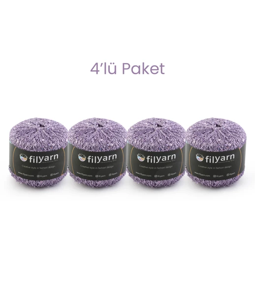 Galaxy 4'lü Simli Pullu Örgü İpi Seti Amigurumi Süsleme İpi Çanta İpi Kombin İpi - 12