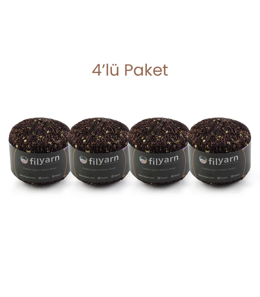 Galaxy 4'lü Simli Pullu Örgü İpi Seti Amigurumi Süsleme İpi Çanta İpi Kombin İpi - 6