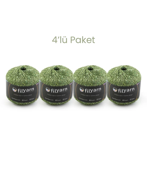 Galaxy 4'lü Simli Pullu Örgü İpi Seti Amigurumi Süsleme İpi Çanta İpi Kombin İpi - 8