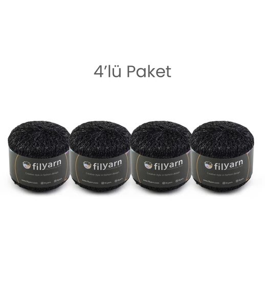 Galaxy 4'lü Simli Pullu Örgü İpi Seti Amigurumi Süsleme İpi Çanta İpi Kombin İpi - 7