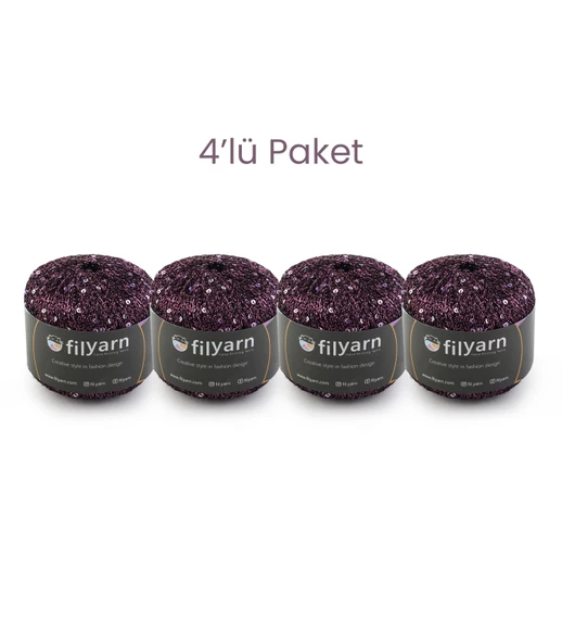 Galaxy 4'lü Simli Pullu Örgü İpi Seti Amigurumi Süsleme İpi Çanta İpi Kombin İpi - 5