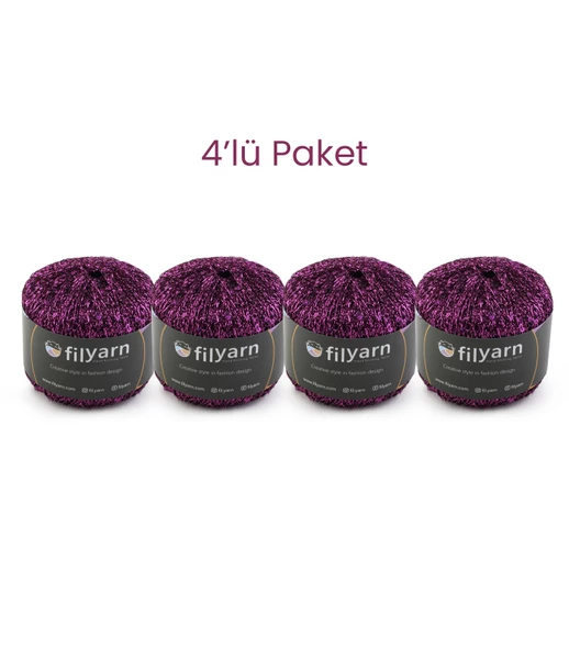 Galaxy 4'lü Simli Pullu Örgü İpi Seti Amigurumi Süsleme İpi Çanta İpi Kombin İpi - 10