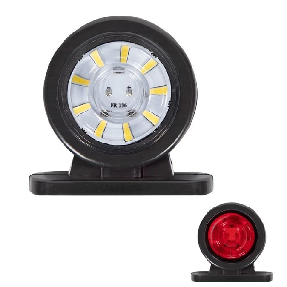 Mini Düz Lamba Lensli Cam 18 Led'Li 70Mm 12V-24V Beyaz - Kırmızı - FR0136-WR