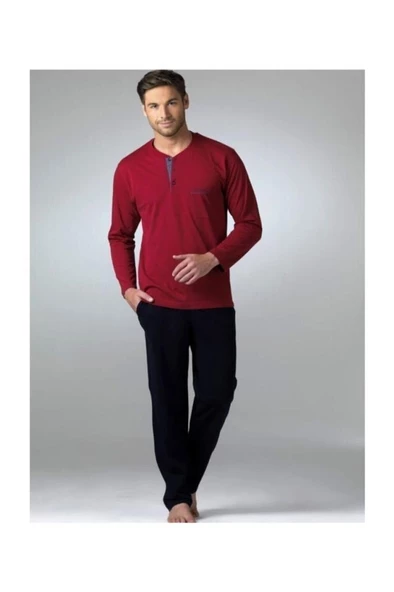 PİERRE CARDİN 5454 Bordo Penye Uzun Kol 4 Mevsimlik Çeyiz Pijama Takımı - 3