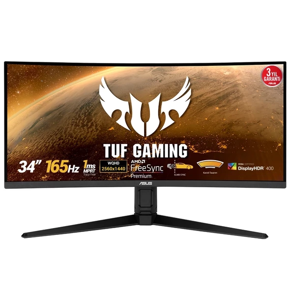 ASUS TUF GAMING 34" VG34VQL1B 165Hz 1msDP HDMI USB DP HDMI USB ELMB HDR Curved FreeSync Premium VA Gaming Monitör