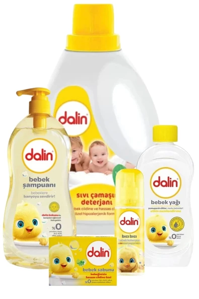 Dalin Yenidoğan Şampuan+Bebek Yağı+Sabun+Kolonya+Deterjan 5 Li Set