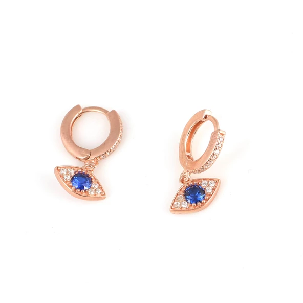 925 Ayar Gümüş Göz Modeli Halka Küpe - Resim 4