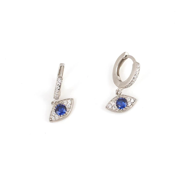 925 Ayar Gümüş Göz Modeli Halka Küpe - Resim 3