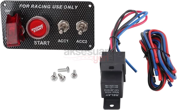 On - Off Start Stop Düğmesi Racing Şalteri Anahtarları Tam Set Full İçerik - 4