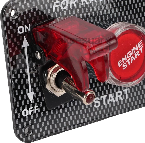 On - Off Start Stop Düğmesi Racing Şalteri Anahtarları Tam Set Full İçerik - 6