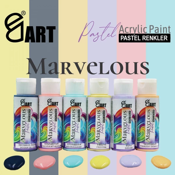 E&D Art Marvelous 6x60ml Akrilik Boya Pastel Renkler Set / ed.55267