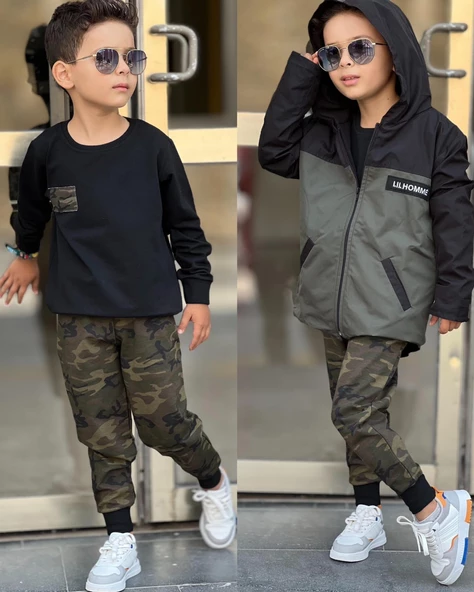 MODAVALS RÜZGARLIKLI KAMUFLAJ KUMAŞ KIZ ÇOCUK & ERKEK ÇOCUK ALT ÜST TAKIM - 4