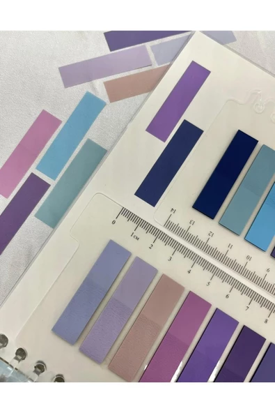 Hayal sepeti 10 Renkli Cetvelli Mor Ve Mavi Tonları Şeffaf Pet Indeks / Index Sticker / Postit - 4