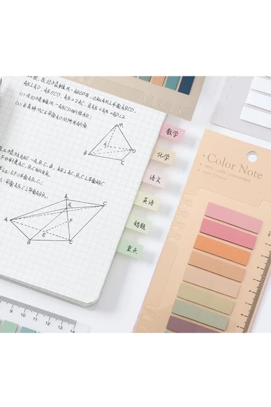 Hayal Sepeti 10 Renk Pastel Açık Tonlar Sticky Cetvelli Şeffaf Postit - 4