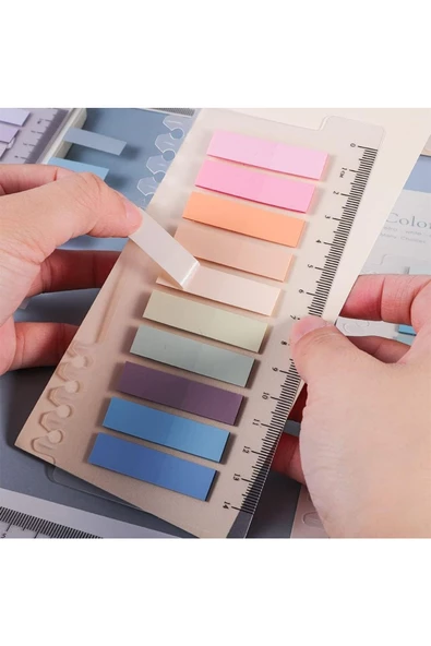 Hayal Sepeti 10 Renk Pastel Açık Tonlar Sticky Cetvelli Şeffaf Postit
