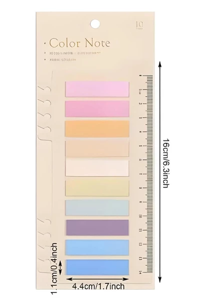 Hayal Sepeti 10 Renk Pastel Açık Tonlar Sticky Cetvelli Şeffaf Postit - 2