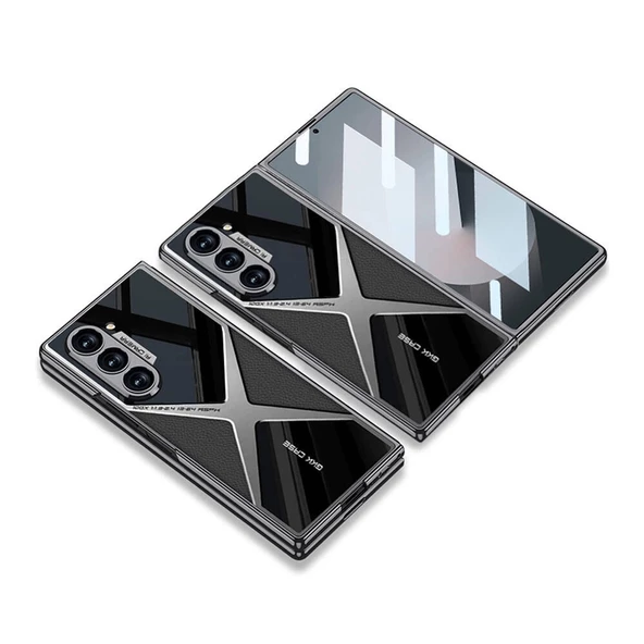 Galaxy Z Fold 6 Kılıf Ultra İnce Kamera Korumalı PC + Deri Arka Yüzey Redclick X-Pro Kapak - Resim 4