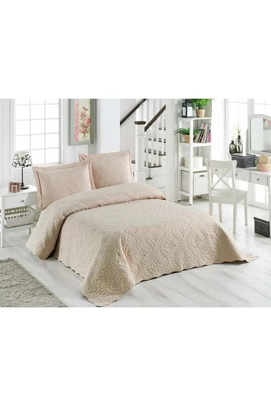 Ivy Çift Kişilik Microfiber Kapitone Yatak Örtüsü - Cappuccino - 2