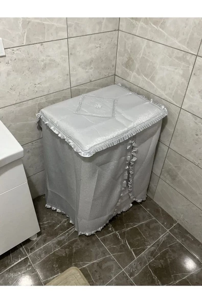 Lüx Simli Çamaşır Makinesi Örtüsü Gri - 2