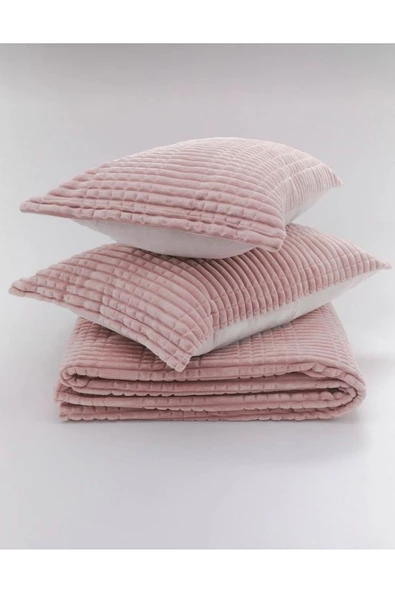 Merinos Modern Line 3 Parça Battaniye Seti Pudra Renk - 3
