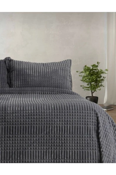Merinos Modern Line 3 Parça Battaniye Seti Antrasit Renk - 2