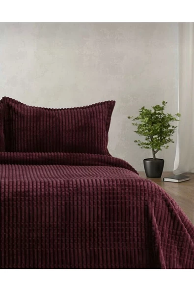 Merinos Modern Line 3 Parça Battaniye Seti Cherry - 2