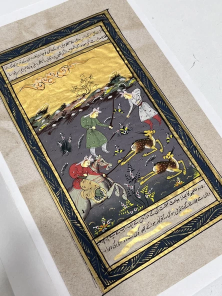 Saray Avcılarının Takibi Adlı El Yapımı Minyatür Resim 21x12 cm - Resim 3