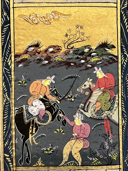 Soylu Savaşçıların Mücadelesi Adlı El Yapımı Minyatür Resim 21x12,5 cm - Resim 2