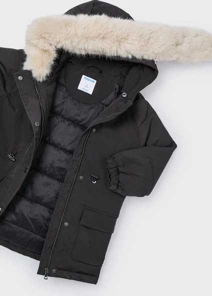Mayoral Kız Çocuk Kürk Kapşonlu Parka Mont - 2