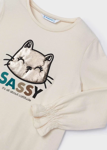 Mayoral Kız Çocuk Kolları Büzgülü Sweatshirt - 4