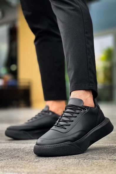 BA0354 Günlük  Bağcıklı Erkek Yüksek Siyah Taban Spor Ayakkabı - Resim 6